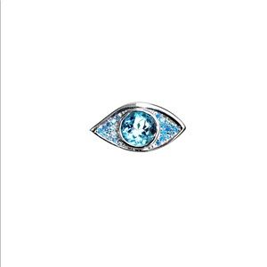 Silver and Topaz Evil Eye Ring, Sz 6, 7, 8